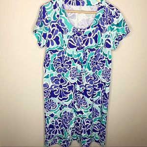 MERRELL Floral Drawstring Waist Short Sleeve Dress